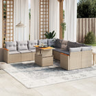 11-delige Tuinset met kussens poly rattan beige