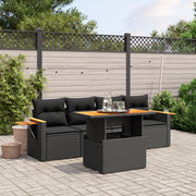 Loungeset 5-delig poly rattan zwart