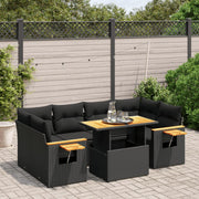 Loungeset 7-delig poly rattan zwart
