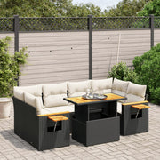 Loungeset 7-delig poly rattan zwart