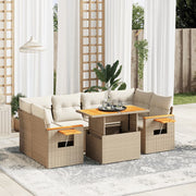 Loungeset 7-delig poly rattan beige