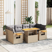 Loungeset 7-delig poly rattan beige