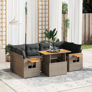 Loungeset 7-delig poly rattan grijs