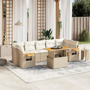 Loungeset poly rattan 8-delig beige