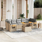 8-delige Loungeset met kussens poly rattan beige