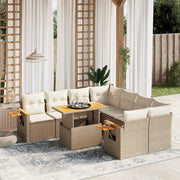 Loungeset 9-delig poly rattan beige