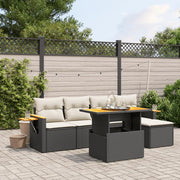 Loungeset 6-delig poly rattan zwart