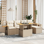 Loungeset 6-delig poly rattan beige