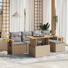 6-piece Lounge Set with cushions poly rattan beige