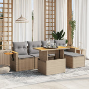 Loungeset 6-delig poly rattan beige