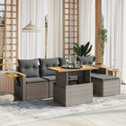 6-piece Lounge Set with Cushions Poly Rattan Grey