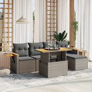 Loungeset 6-delig poly rattan grijs