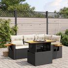 5-piece lounge set with cushions poly rattan black