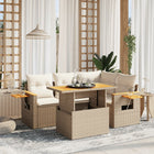 5-piece Loungeset with Cushions Poly Rattan Beige