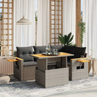 5-piece Loungeset with cushions poly rattan grey