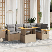 Loungeset 6-delig poly rattan beige