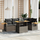 6-piece Lounge Set with Cushions Poly Rattan Grey