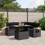Loungeset 6-delig poly rattan zwart