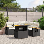 Loungeset 6-delig poly rattan zwart