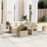 Loungeset 6-delig poly rattan beige