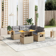 Loungeset 6-delig poly rattan beige