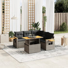 6-piece Lounge Set with Cushions Poly Rattan Grey