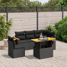 6-piece Lounge Set with cushions poly rattan black