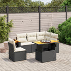 6-piece Lounge Set with cushions poly rattan black