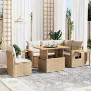 Loungeset 6-delig poly rattan beige