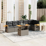 Loungeset 7-delig poly rattan grijs