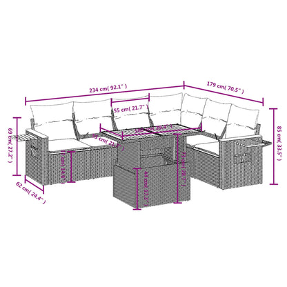 7-Delige Loungeset Met Kussens Poly Rattan Zwart