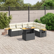 Loungeset 7-delig poly rattan zwart