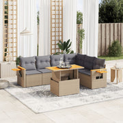 Loungeset 7-delig poly rattan beige