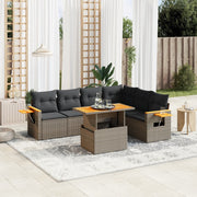 Loungeset 7-delig poly rattan grijs