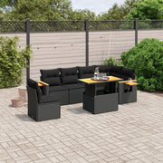Loungeset 7-delig poly rattan zwart