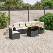 Loungeset 7-delig poly rattan zwart