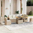 7-delige Loungeset met kussens poly rattan beige