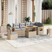 Loungeset 7-delig poly rattan beige