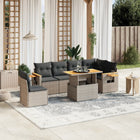 7-delige Loungeset met kussens poly rattan grijs