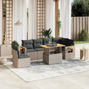 Loungeset 7-delig poly rattan grijs