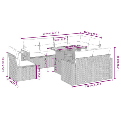 9-Delige Loungeset Met Kussens Poly Rattan Zwart