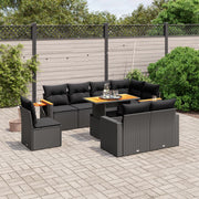 Loungeset 9-delig poly rattan zwart