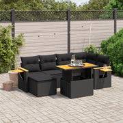 Loungeset 7-delig poly rattan zwart