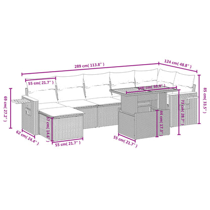 8-Delige Loungeset Met Kussens Poly Rattan Zwart