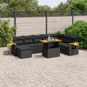 Loungeset 8-delig poly rattan zwart