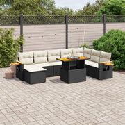 Loungeset 8-delig poly rattan zwart