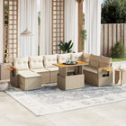 8-delige Loungeset met kussens poly rattan beige