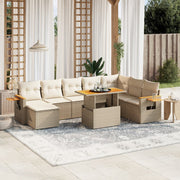 Loungeset poly rattan 8-delig beige