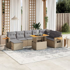 8-delige Loungeset met kussens poly rattan beige