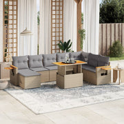 Loungeset 8-delig poly rattan beige
